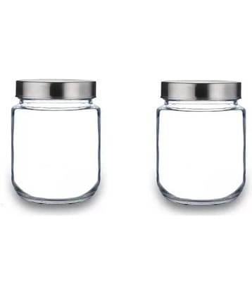 CROCO JAR Glass Silver Food Container ( Set of 2 )