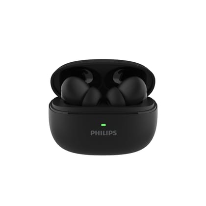 Philips TAT1150BK/94 Premium Wireless Earbuds with ANC, Quad Mic ENC, Up to 55 Hr Playtime,13mm Neodymium Drivers,Multipoint, ergonomically Designed,IPX5 Water Resistance,Fast Charging (Deep Black) Philips TAT1150BK/94 Premium Wireless Earbuds with ANC, 