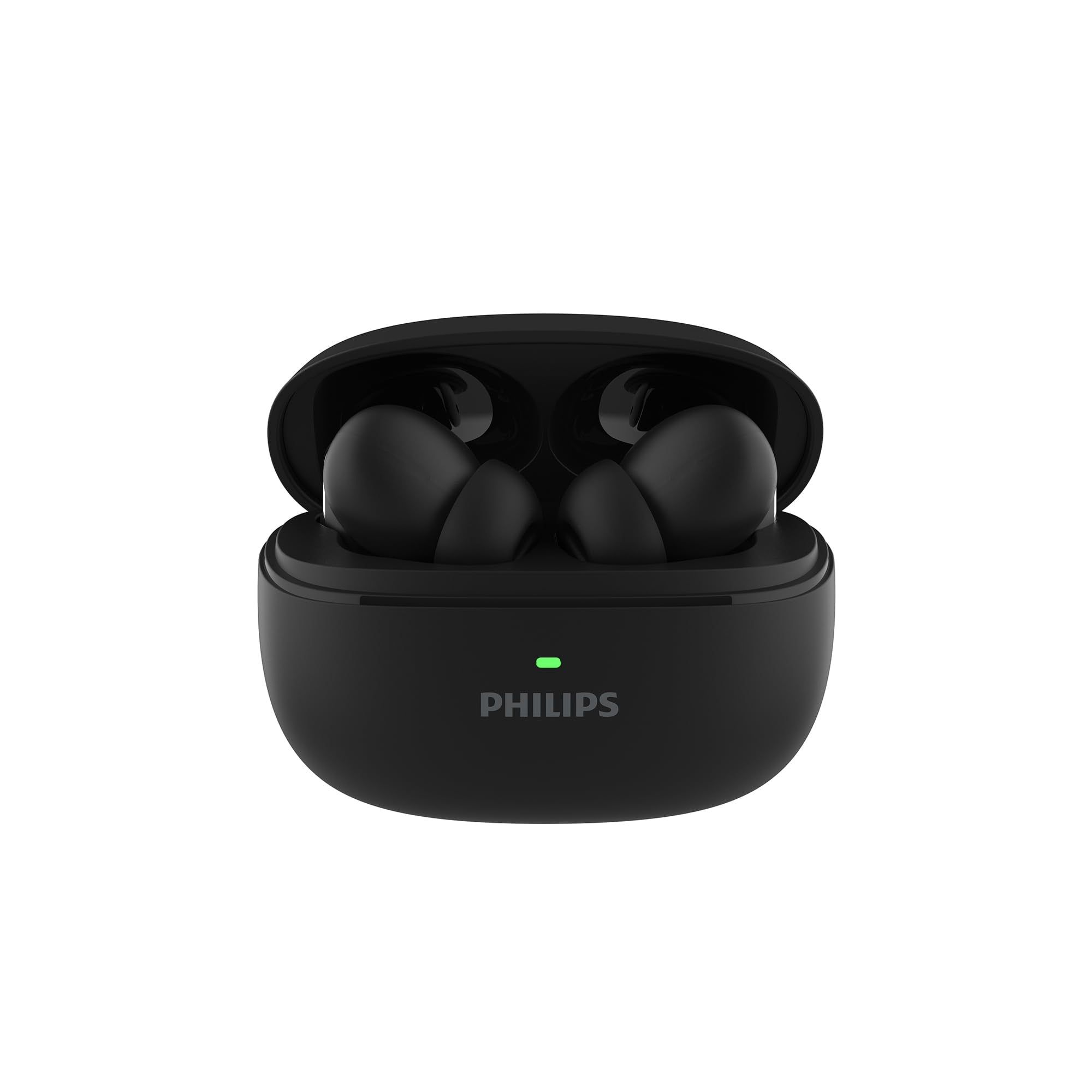Philips TAT1150BK/94 Premium Wireless Earbuds with ANC, Quad Mic ENC, Up to 55 Hr Playtime,13mm Neodymium Drivers,Multipoint, ergonomically Designed,IPX5 Water Resistance,Fast Charging (Deep Black) Philips TAT1150BK/94 Premium Wireless Earbuds with ANC, 