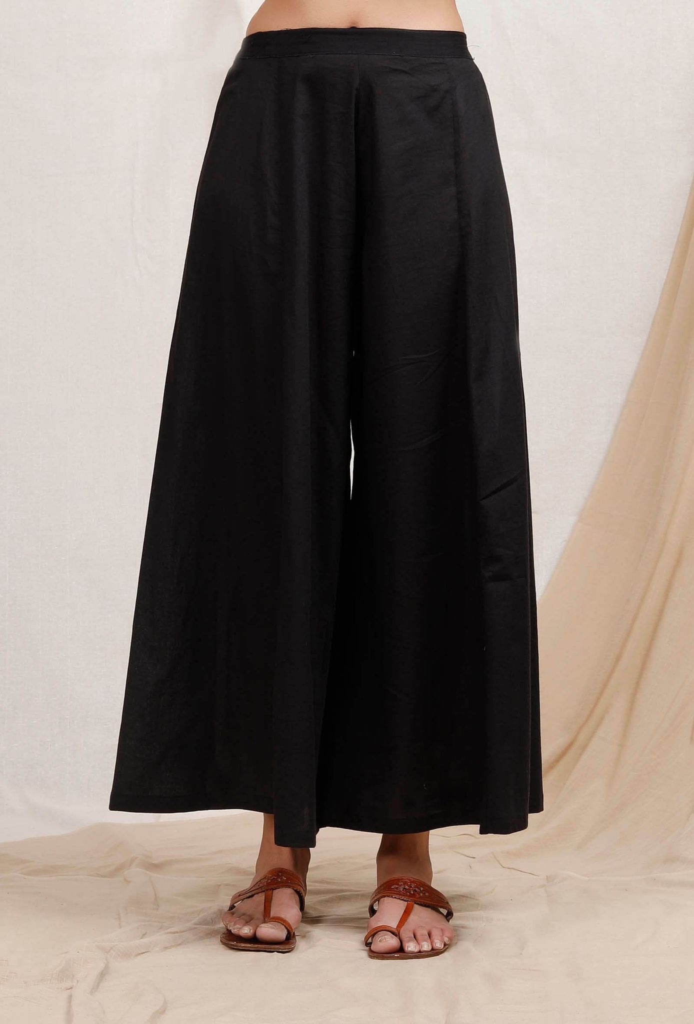 Black Cotton Palazzos-L
