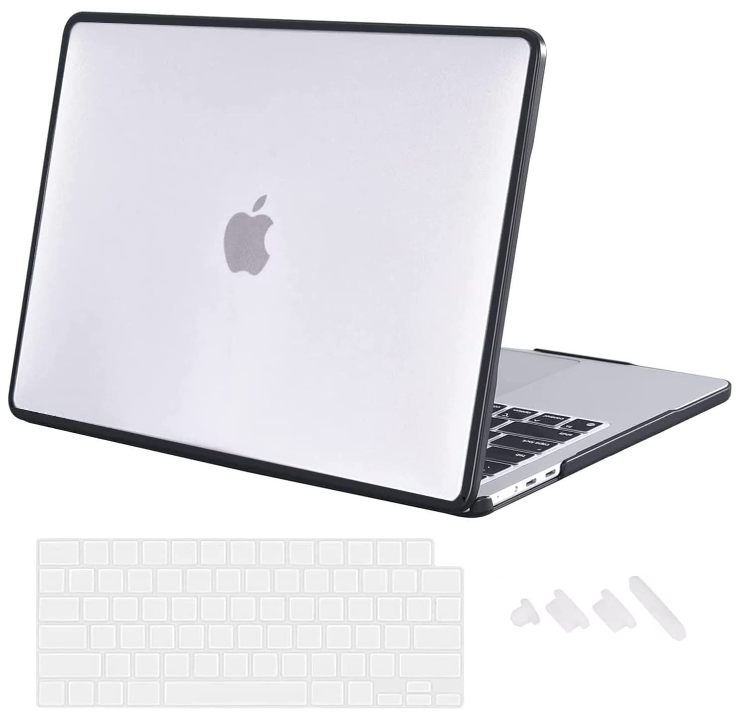 Hi-Lite Essentials Anti-Fingerprint TPU Bumber Heavy Duty Hard Shell Protective Case Cover- Transparent-MacBook Air 13.6 inch Model M3 A3113 M2 A2681