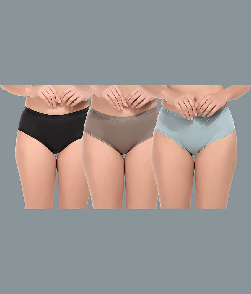 Elina Pack of 3 Cotton Solid Women's Briefs ( Multicolor )