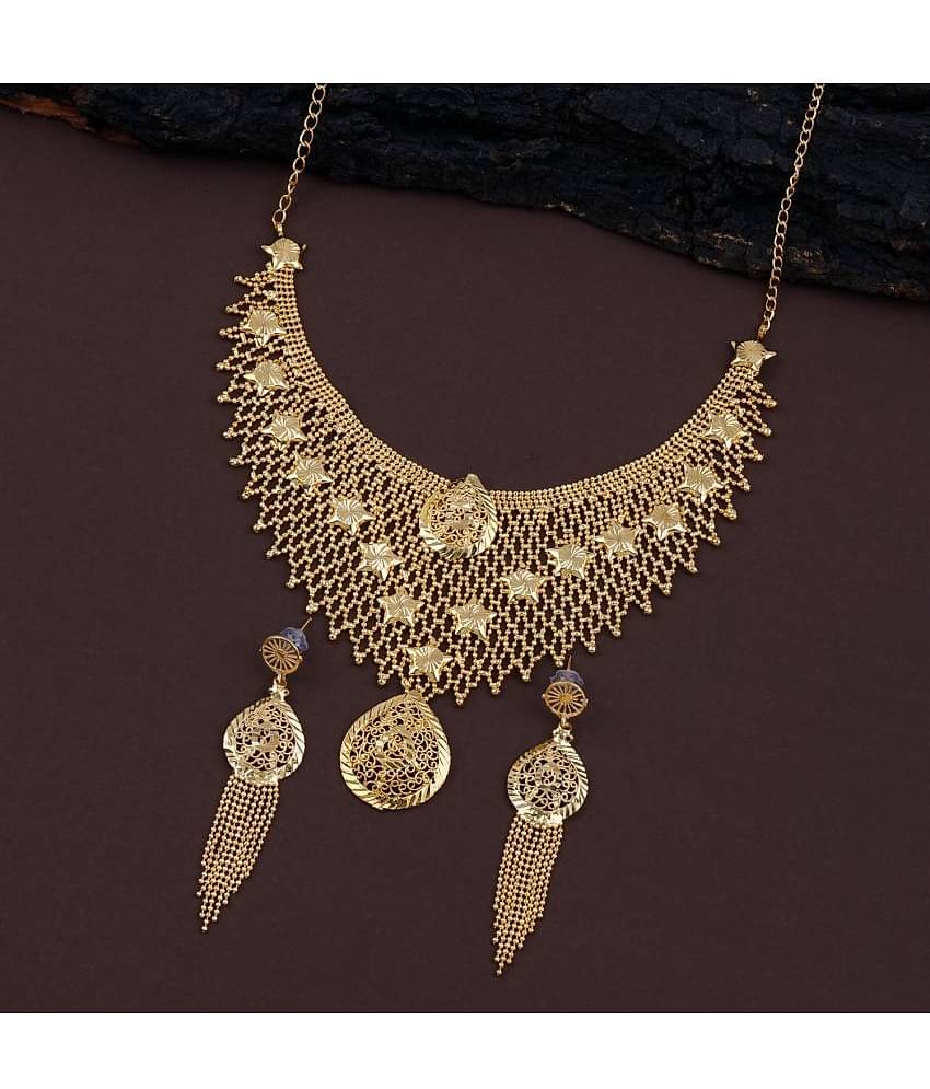 ShreejiHuff Alloy Golden Traditional Necklaces Set
