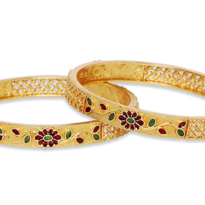 Matte Gold Plated Multicolor Set of 2 Kada