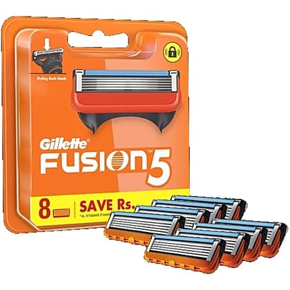 Gillette Fusion 5 Manual Shaving Blades for men  (Pack of 8 Cartridges), 8 pcs