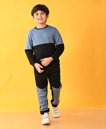 BLACK BLUE INTERLOCK BOYS SWEATSHIRT JOGGER SET - BLACK-0-6 MONTHS / 2N / BLACK