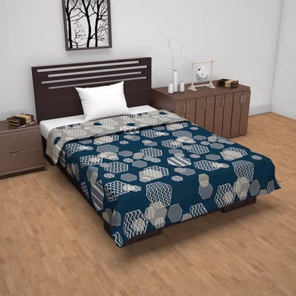 Midnight Grey Geometric Single Bed Dohar – 120 GSM Microfiber-Single / Midnight Grey / HRNT3012