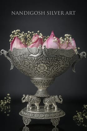 Elegant Silver Fruit Bowl by Nandigosh Silver Art