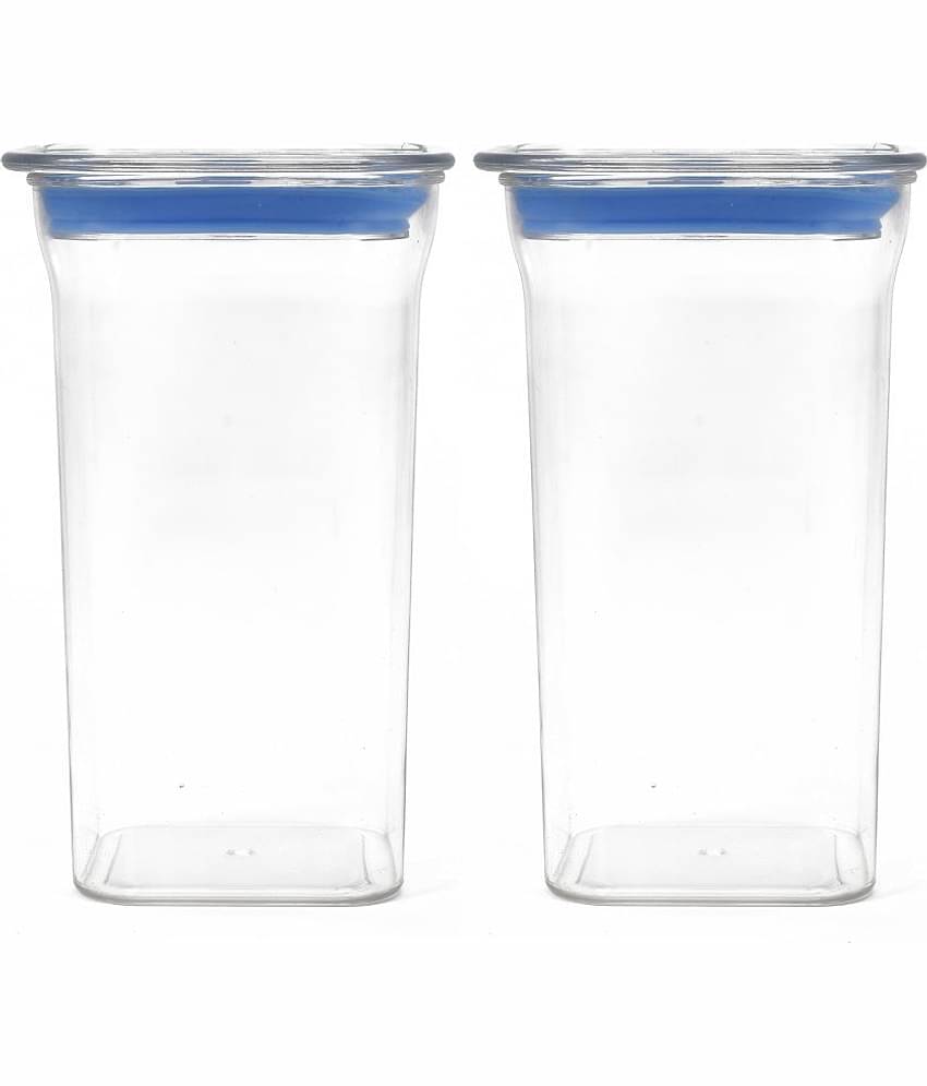 HomePro Fabio Airtight Transparent storage Plastic container pack of 2, Square, 1100ml Blue