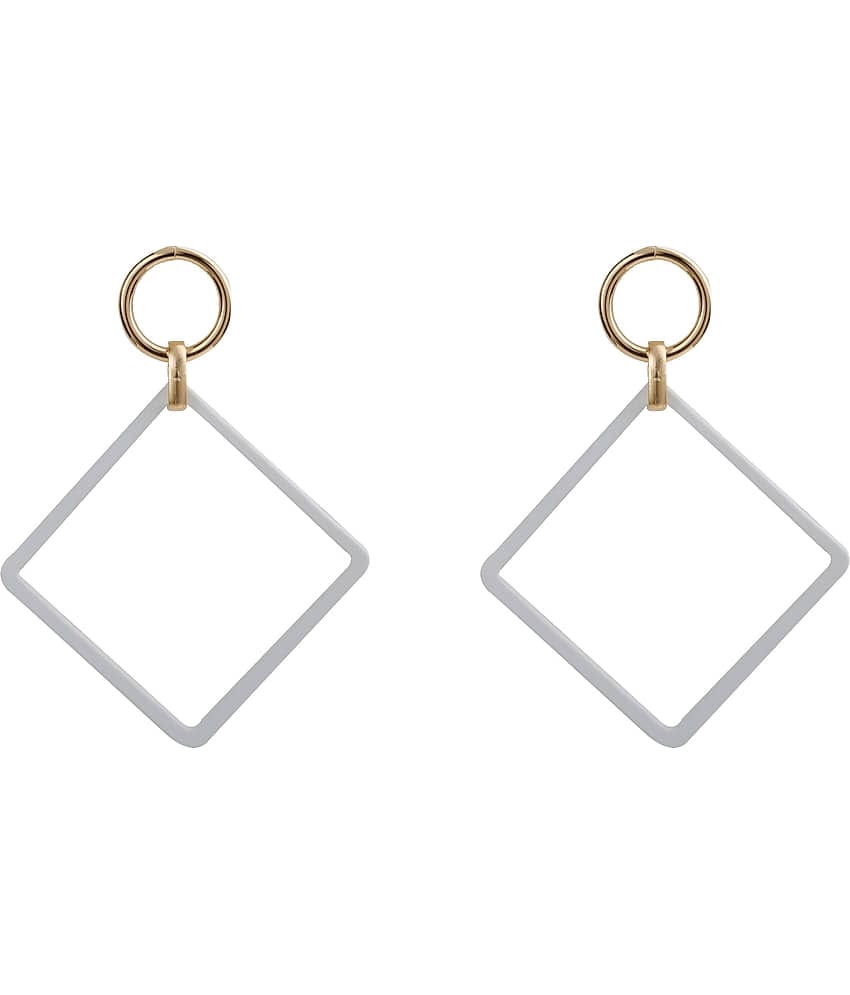 Silver Shine Alluring White Stylish Fashionable Unique Drop Earring