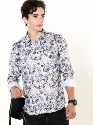 Sprucestone Grey Printed Shirt-S
