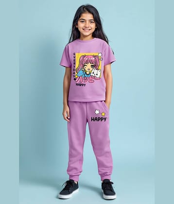 Trampoline Pack of 1 Girls Cotton Blend T-shirt & Pants ( Purple )