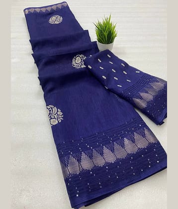 Bhuwal Fashion Art Silk Embellished Saree With Unstitched Blouse Piece ( Turquoise )