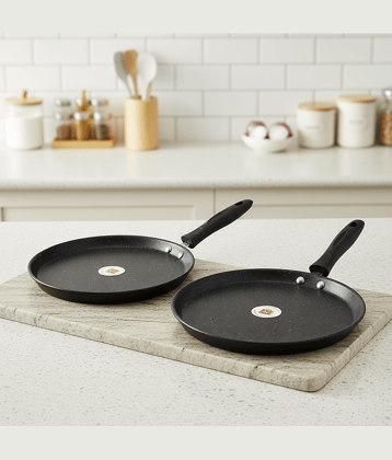 LAZYWINDOW Non Stick Non-stick Dosa Tawa/Flat Tawa Induction Bottom Bakelite Handle 2 mm Thickness 24 cm Diameter