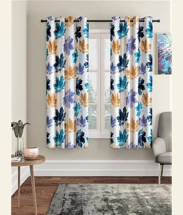 Home Sizzler - Blue Polyester Floral Window Curtain ( Pack of 2 )