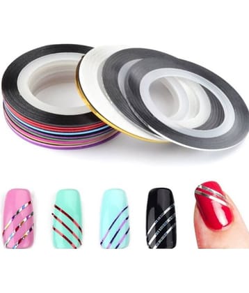 Looks United 10 X Mixed Color Nail Art Striping Rolls Tape Nail Sticker Nail Tip Decoration (Pack Of 10)