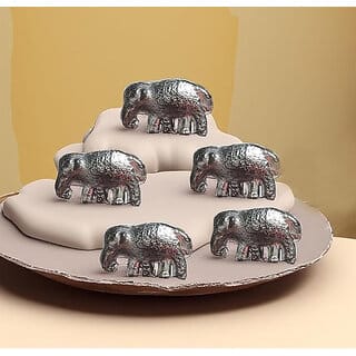 Astro-D hathi/Elephant Figurines 5 Pieces- for Floating in Water- 5 pcs, (Silver, Silver)