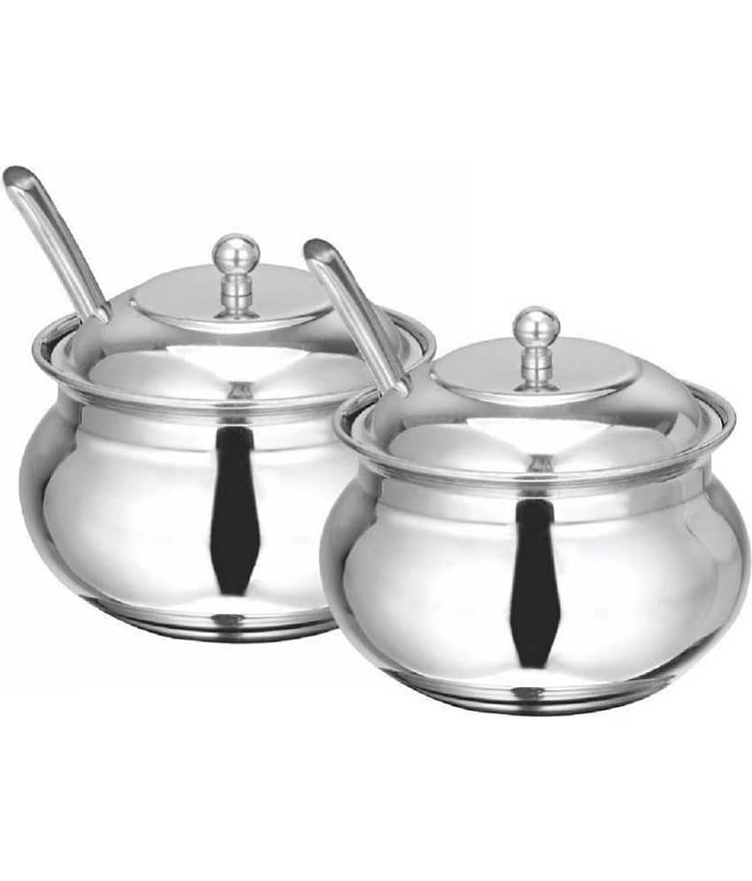 erum GHEE POT Steel Oil Container/Dispenser Set of 2 200 mL