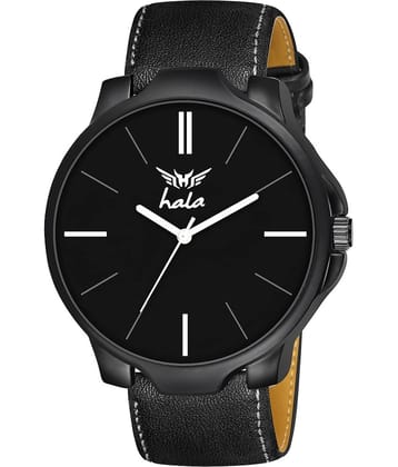 Hala Black Leather Analog Men's Watch