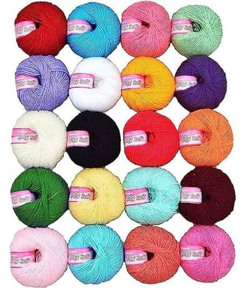 Vardhman 100% Acrylic Wool Mg Baby Soft 20 Combo 20 Pc Baby Wool 4 Ply Wool Ball Hand Knitting Wool/Art Craft Soft Fingering Crochet Hook Yarn- Art-Aadh