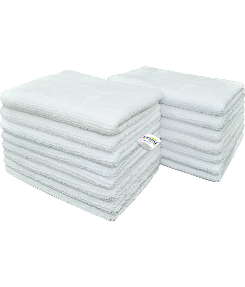 SOFTSPUN Microfiber Cloth 15pcs - Small - 20x30cms - 340 GSM White. Thick Lint & Streak-Free Multipurpose Cloths - Automotive Microfibre Towels for Kitchen Cleaning Polishing Washing & Detailing