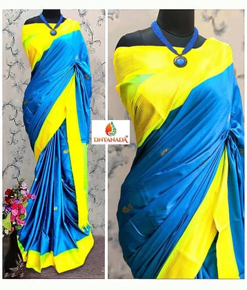 Mysstre Cotton Silk Woven Saree With Unstitched Blouse Piece ( Light Blue )
