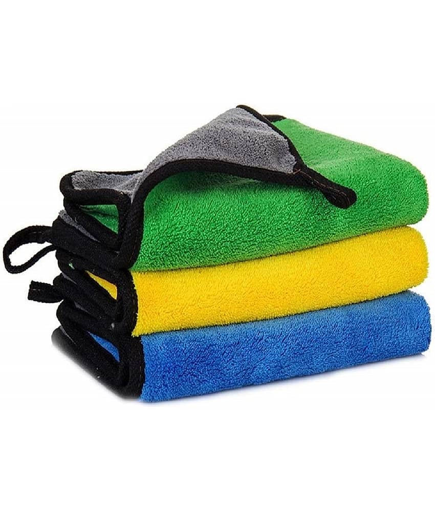 Penyan™ Heavy Microfiber Cloth for Car Cleaning and Detailing, Double Sided, Extra Thick Plush Microfiber Towel Lint-Free, 800 GSM (Size 25cm x 25cm)/Pack of 3, Multi Color
