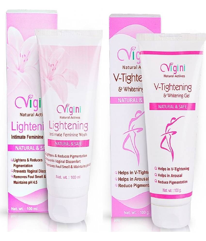 Vigini 100% Natural Actives Whitening &V Tightening Gel Intimate Cleansing Liquid 200 mL Pack of 2