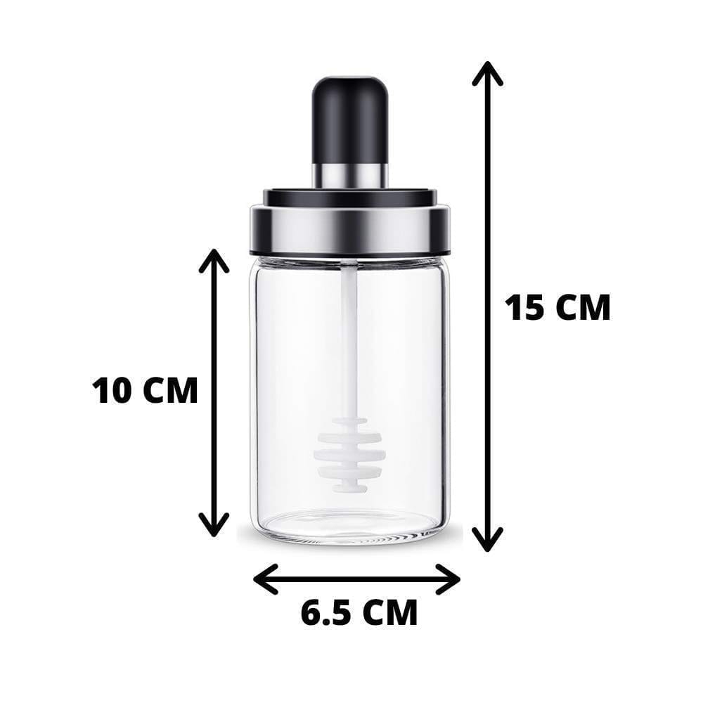 Femora Borosilicate Glass Spice Jars and Honey Jar with Spoon 250 ML - Set of 2
