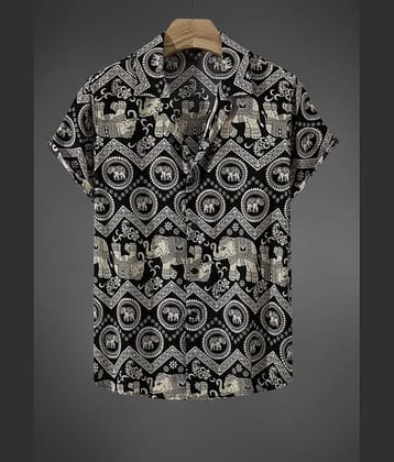 BEAUE Poly Cotton Regular Fit Printed Half Sleeves Men's Casual Shirt - Black ( Pack of 1 )