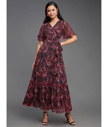 Miss Chase Chiffon Printed Full Length Women's Fit & Flare Dress - Multicolor ( Pack of 1 )