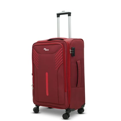 Sky Carry Arrow Soft Single Luggage| Expandable & Anti-Theft | 360 Dual Spinner Wheels | AVIATION GRADE Aluminium Telescopic Handle | Durable Twill Material (Small, Red)