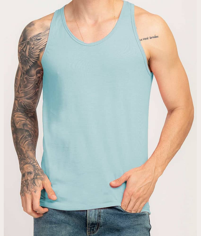 Stylogue Pack of 1 Cotton Blend Basic Vest For Men ( Light Blue )