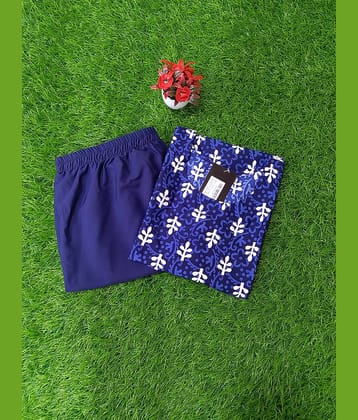 Ethnicbasket Crepe Printed Kurti With Pants Women's Stitched Salwar Suit - Blue ( Pack of 1 )