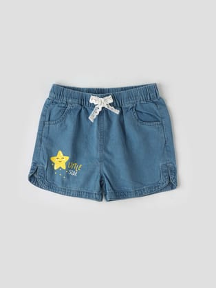 Stylish & Trendy Printed Denim Shorts for Girls-4-5 Years