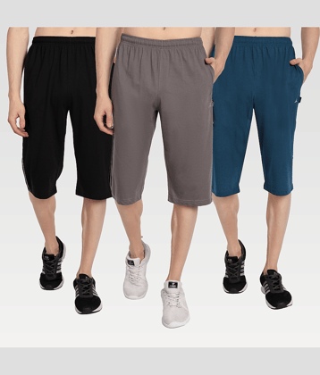 Zeffit - Multi Cotton Blend Men's Three-Fourths ( Pack of 3 )