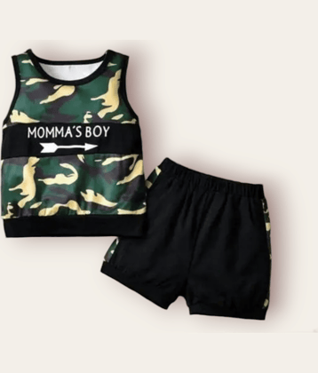 ODIMENT Pack of 1 Boys Cotton T-Shirt & Shorts Set ( Black )