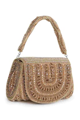 Gold Suede Flap Bag