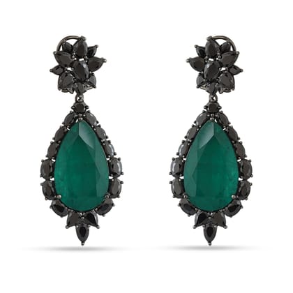 Mevish - Green stone dangler earrings