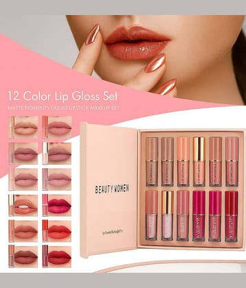 Beauty Women Multi Matte Smudge Free Liquid Lipstick ( Pack of 12 )