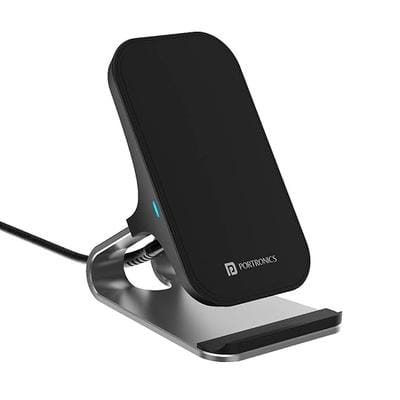 Portronics Freedom 15 Plus 15W Desktop Wireless Charger + Mobile Stand with Dual Coil, Aluminum Alloy, 4 Charging Modes, 1 Meter Charging Cable(Silver) Portronics Freedom 15 Plus 15W Desktop Wireless Charger + Mobile Stand with Dual Coil, Aluminum Alloy, 4 Charging Modes, 1 Meter Charging Cable(Silver)