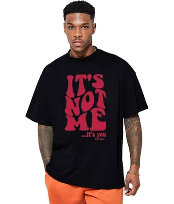 Leotude Men Cotton Blend Oversized Fit Printed T-Shirt ( Black )