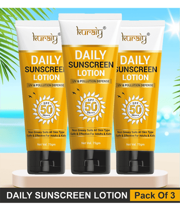 KURAIY SPF 50 PA+++ Sunscreen UV Lotion sunblock 75ML PACK OF 3
