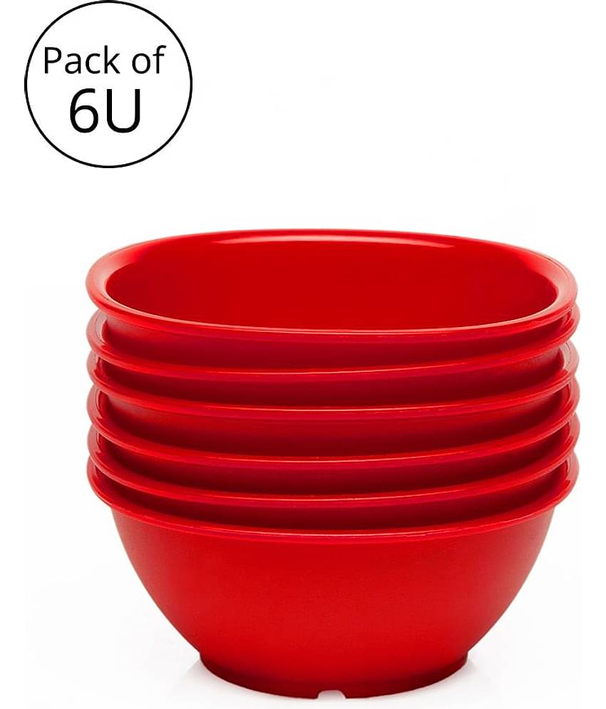 Generic Plastic Katori/Bowl Set 400ml each (Pack of 6) - Red Colour