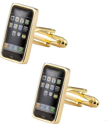 iPhone Simulant Mobile Silver Rhodium Brass Formal Shirt Blazer Suit Cufflinks Pair Men Gift Box
