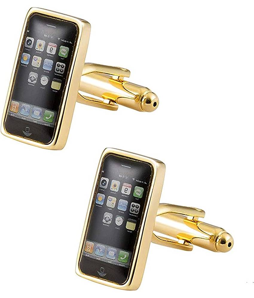 iPhone Simulant Mobile Silver Rhodium Brass Formal Shirt Blazer Suit Cufflinks Pair Men Gift Box