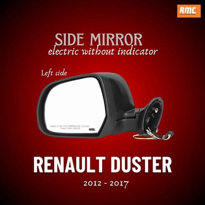 RMC Car side mirrors suitable for Renault Duster (2012-2017) | motorized for mirror glass adjustment | Non Auto Fold | Without indicator (Black) LEFT SIDE (PASSENGER SIDE)