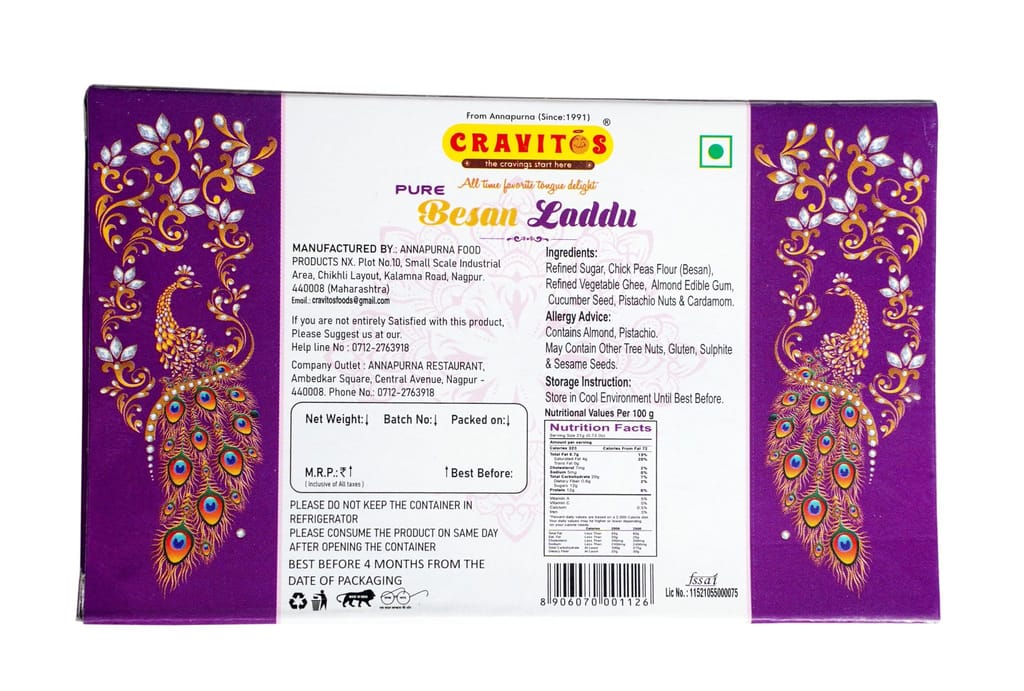 Cravitos Indian Sweets 200g Pack � Traditional Mithai Assortment | Authentic Desi Sweets Gift Box | Indian Festival & Celebration Treats (200g, Besan Laddu)