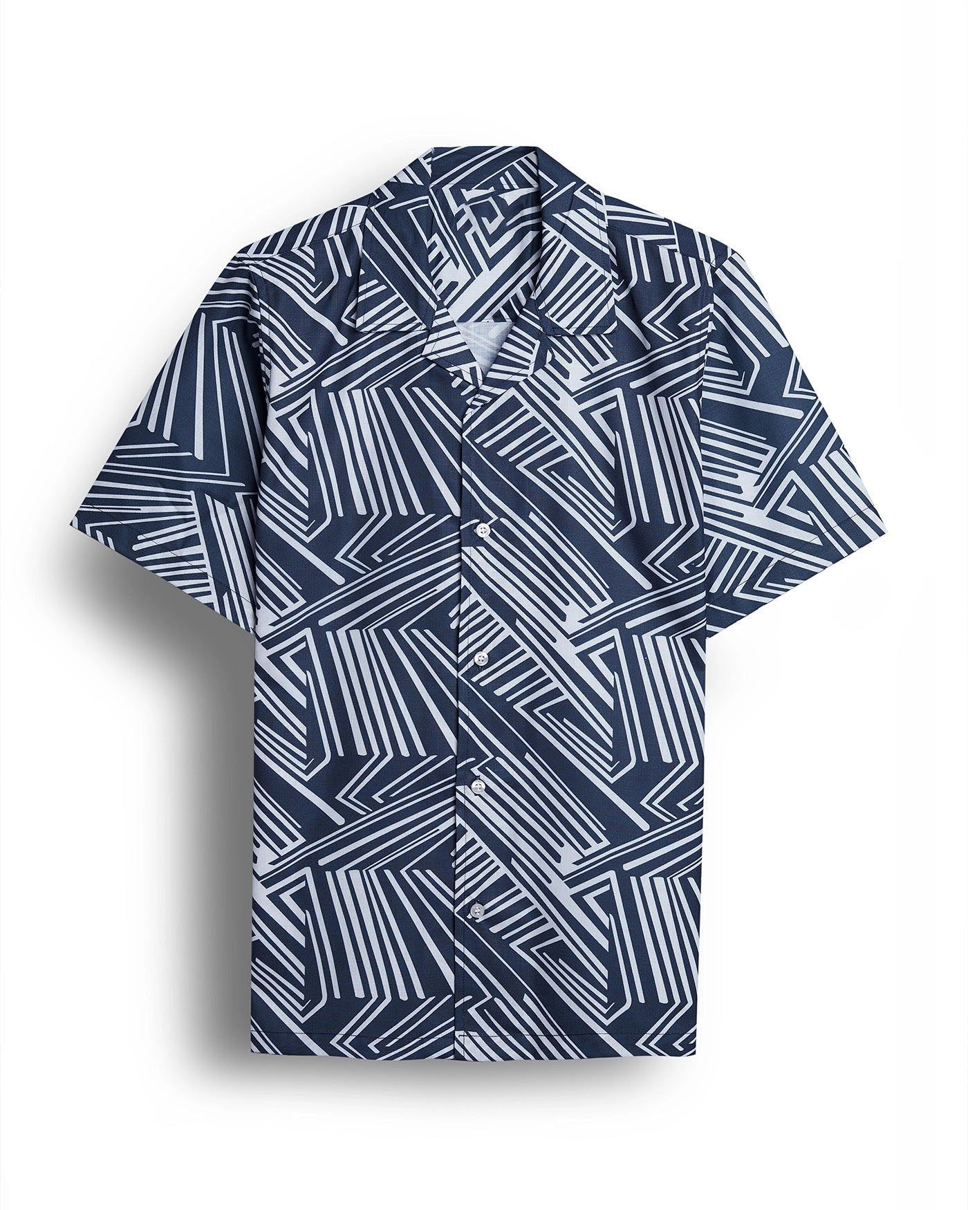 "Men's Jamun with White Line Print Short Sleeve Shirt: Contemporary Sophistication by Glamastitch"-S / Cotton