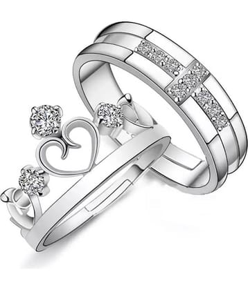 HEER COLLECTION - Silver Couple Ring ( Pack of 2 )